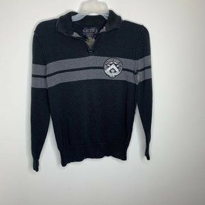 Nautica Jeans Mens L Black/Grey Zip Collar Sweater